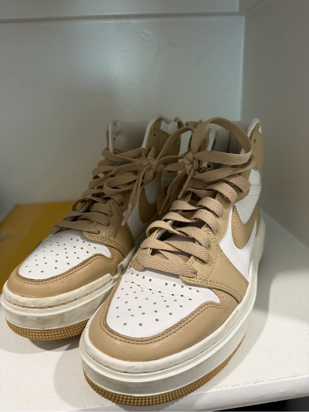 Nike Women’s High-Top Sneakers in Beige and White